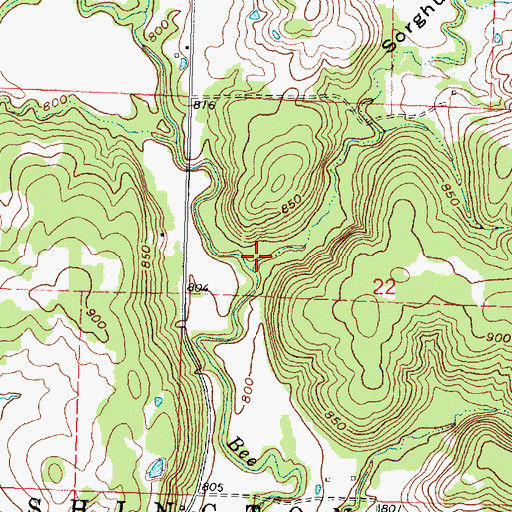Topographic Map of Sorghum Hollow, KS