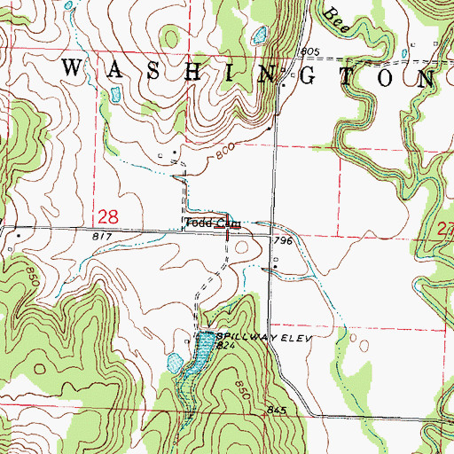 Topographic Map of Washington Cemetery, KS