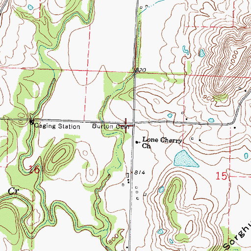 Topographic Map of Burton Cemetery, KS