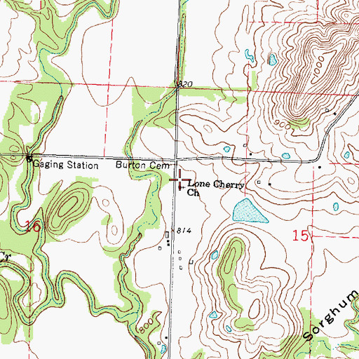 Topographic Map of Lone Cherry Church, KS