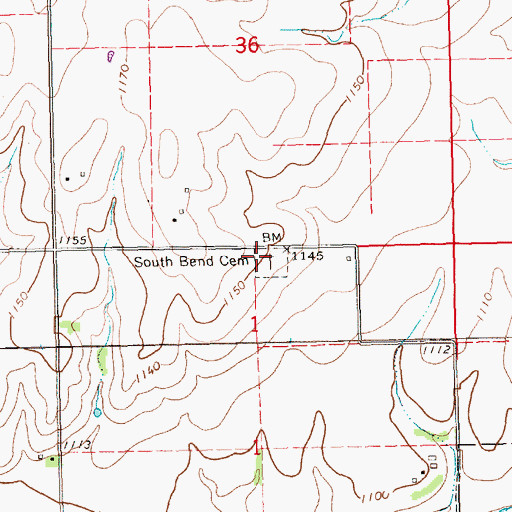 Topographic Map of South Bend Cemetery, KS