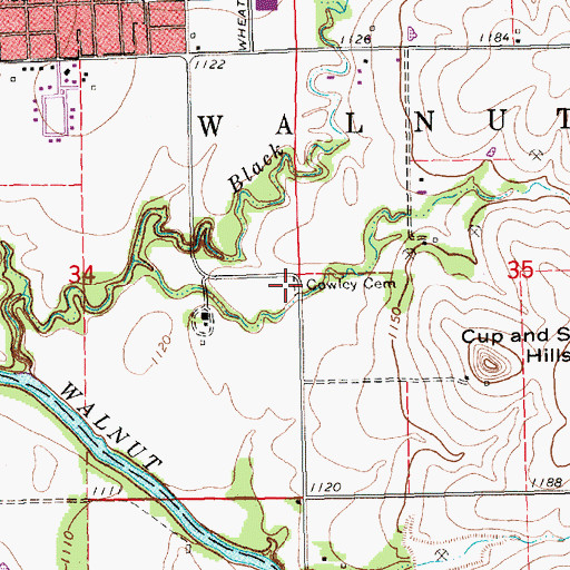 Topographic Map of Cowley County Poor Farm Cemetery, KS
