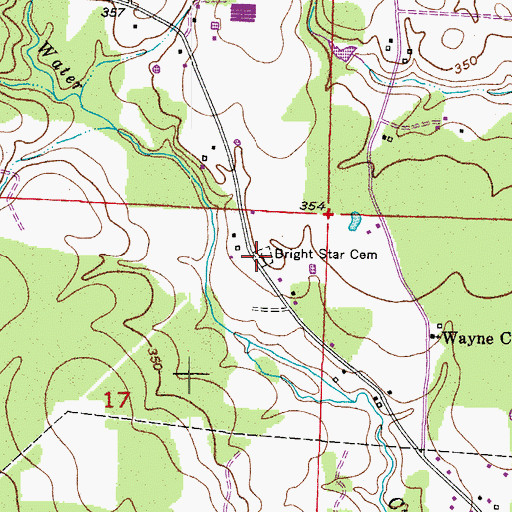 Topographic Map of Bright Star Cemetery, AR