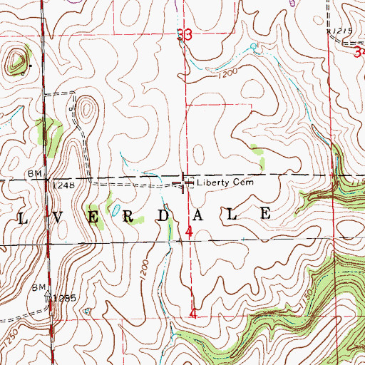 Topographic Map of Liberty Cemetery, KS