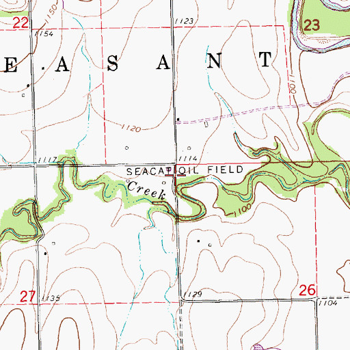 Topographic Map of Seacat Oil Field, KS