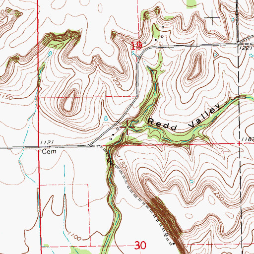 Topographic Map of Redd Valley, KS
