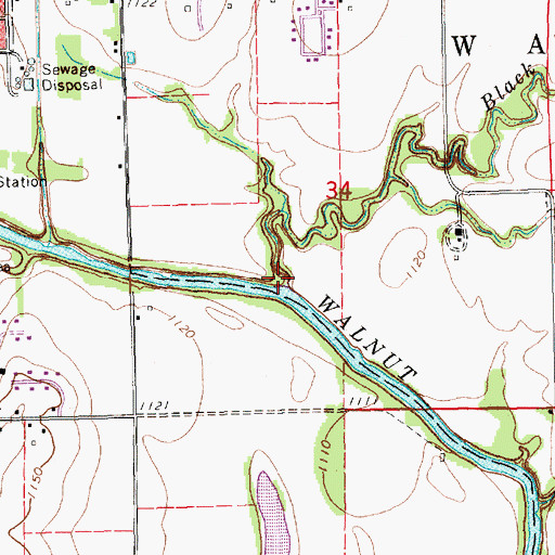Topographic Map of Black Crook Creek, KS