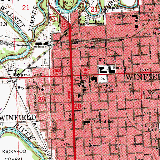 Topographic Map of Winfield, KS