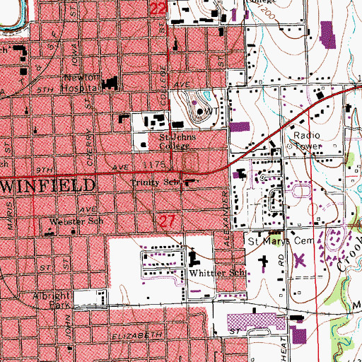Topographic Map of Trinity Lutheran School, KS