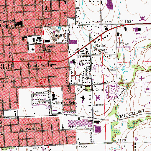 Topographic Map of Saint Mary's Cemetery, KS