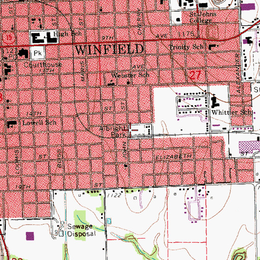 Topographic Map of Albright Park, KS