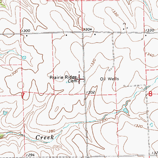 Topographic Map of Prairie Ridge Cemetery, KS