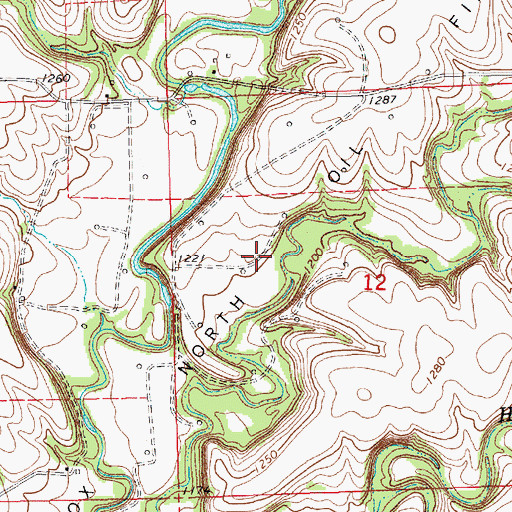 Topographic Map of Maddox North Oil Field, KS