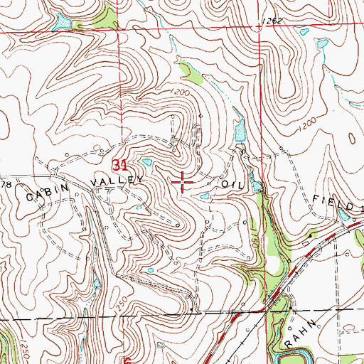 Topographic Map of Cabin Valley Oil Field, KS