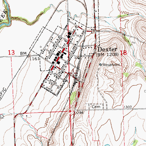 Topographic Map of Dexter, KS