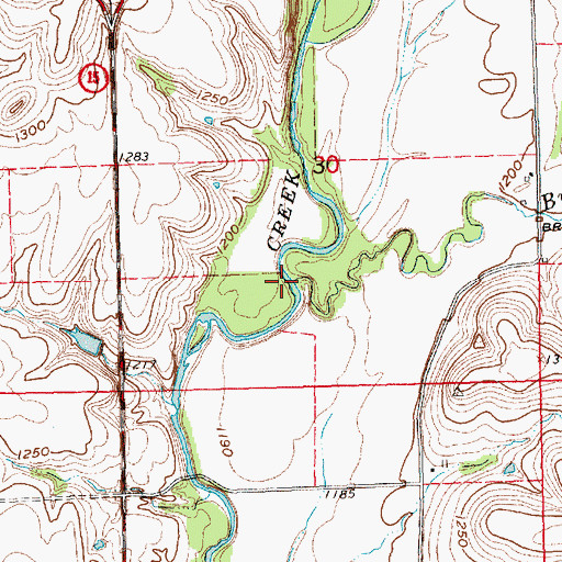 Topographic Map of Bullington Creek, KS