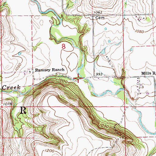 Topographic Map of Shafer Creek, KS