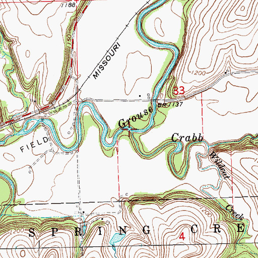 Topographic Map of Crabb Creek, KS