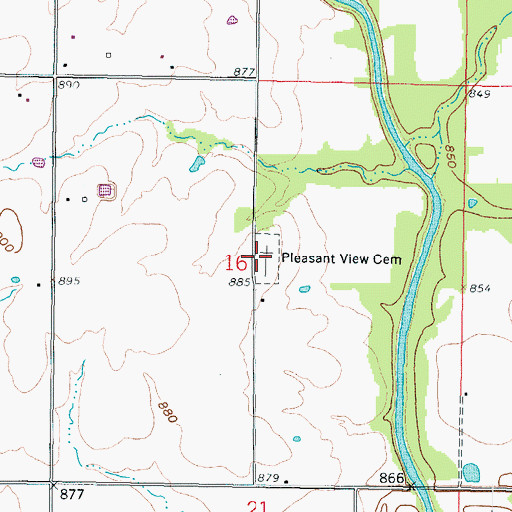 Topographic Map of Old Pleasant View Cemetery, KS