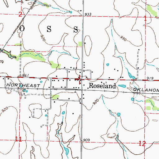 Topographic Map of Roseland, KS