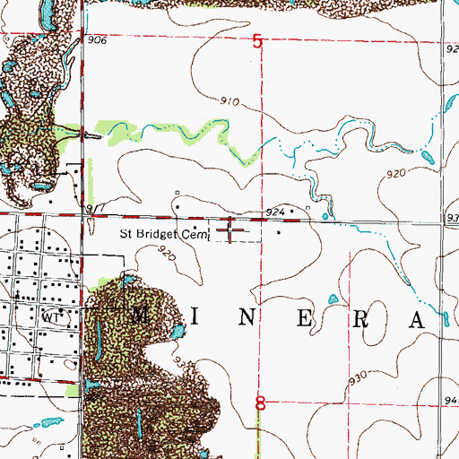 Topographic Map of Saint Bridget Cemetery, KS