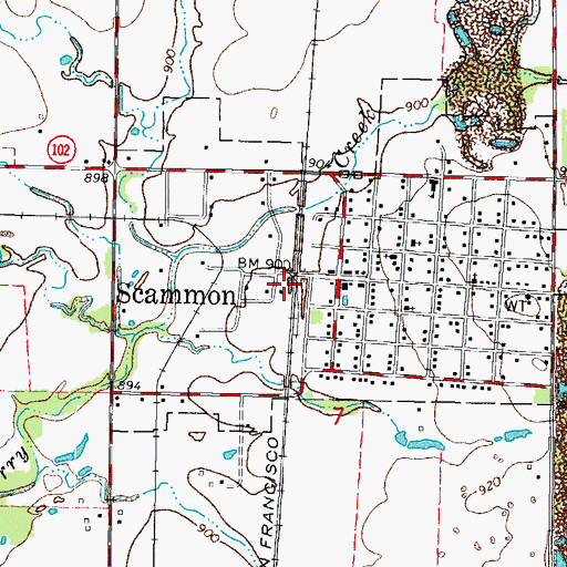 Topographic Map of Scammon, KS