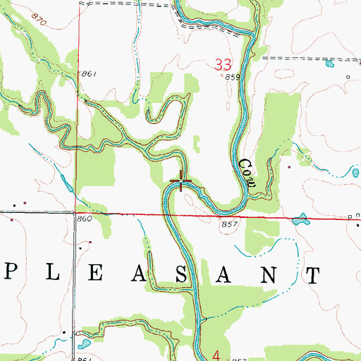 Topographic Map of Brush Creek, KS