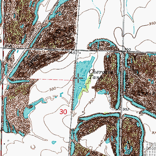 Topographic Map of Cherokee Tank, KS