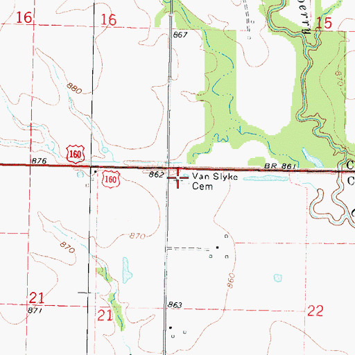 Topographic Map of Rigney Cemetery, KS