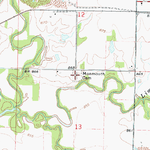 Topographic Map of Monmouth Cemetery, KS