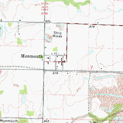 Topographic Map of Monmouth, KS