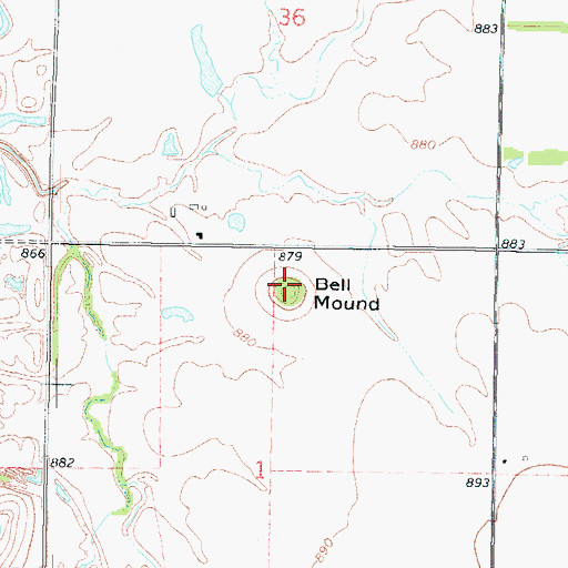 Topographic Map of Bell Mound, KS