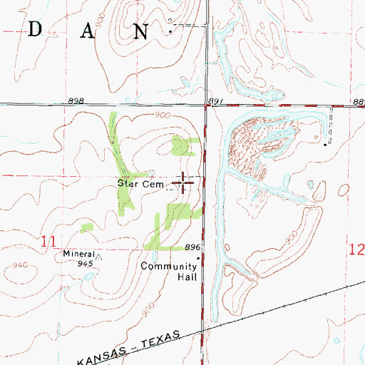 Topographic Map of Star Cemetery, KS