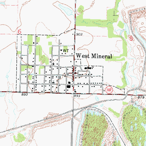 Topographic Map of West Mineral, KS