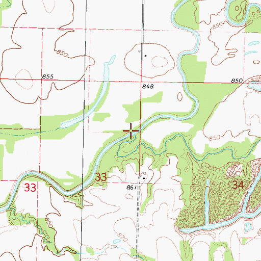 Topographic Map of Plum Creek, KS