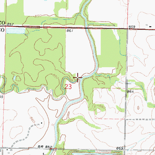 Topographic Map of Mulberry Creek, KS