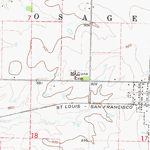 Topographic Map of McCune Cemetery, KS