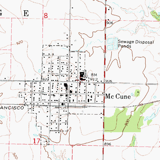 Topographic Map of McCune, KS