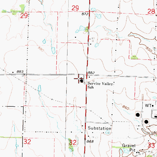 Topographic Map of Service Valley Charter Academy, KS
