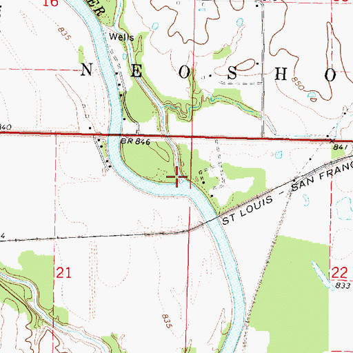 Topographic Map of Hickory Creek, KS