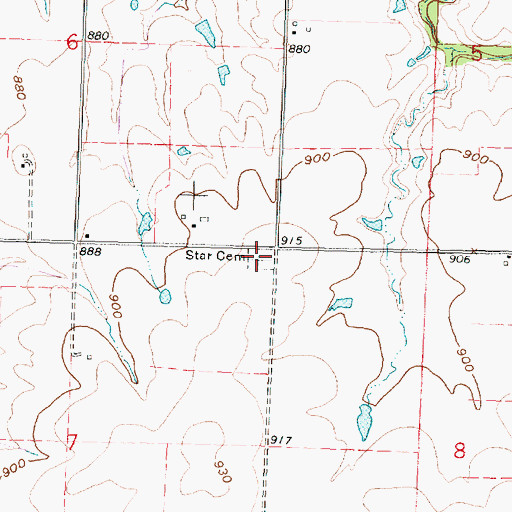 Topographic Map of Star Cemetery, KS