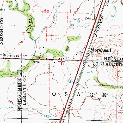 Topographic Map of Big Four School, KS