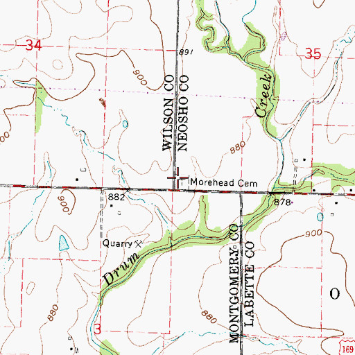 Topographic Map of Morehead Cemetery, KS