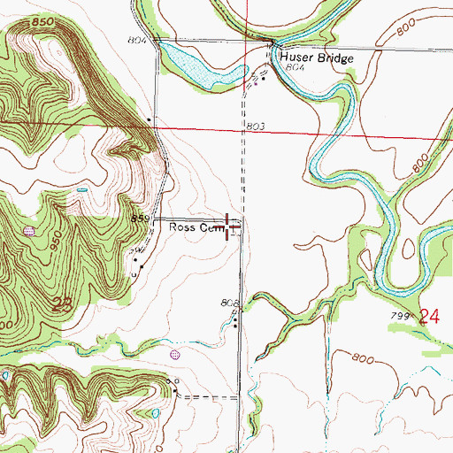 Topographic Map of Ross Cemetery, KS