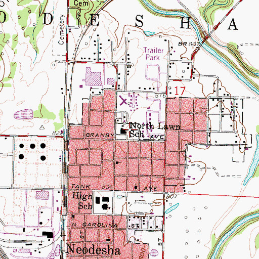 Topographic Map of North Lawn Elementary School, KS