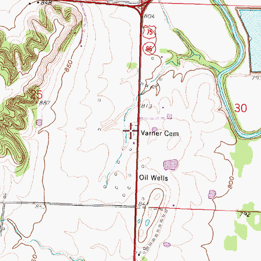 Topographic Map of Varner Cemetery, KS