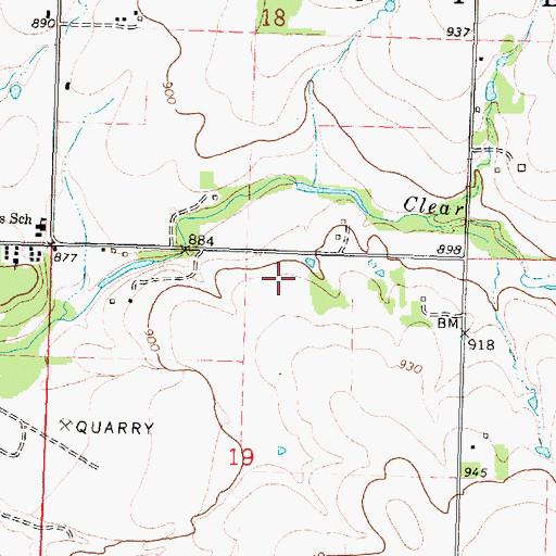 Topographic Map of Township of Center, KS