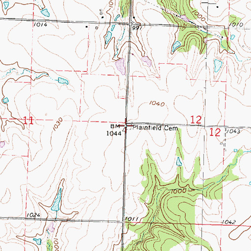 Topographic Map of Plainfield Cemetery, KS