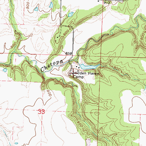 Topographic Map of Hidden Haven Camp, KS