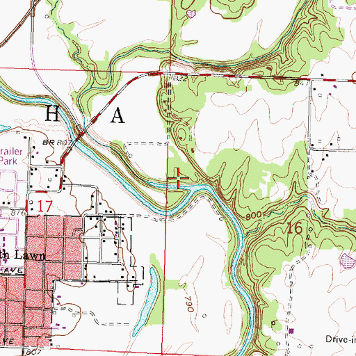 Topographic Map of Chetopa Creek, KS